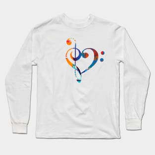 Treble Bass Clef Heart Art Long Sleeve T-Shirt